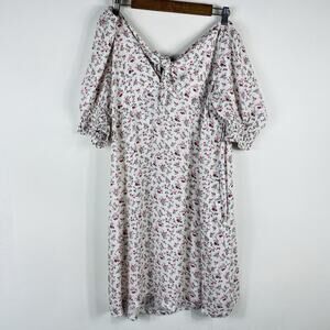 Mimi Chica Plus Size 3X Ditsy Floral Print Off The Shoulder Mini Dress White